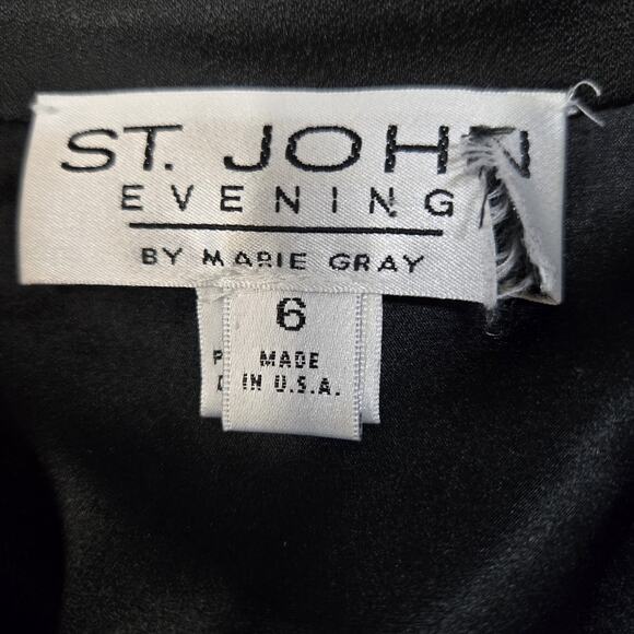 St John Evening Formal Blazer Jacket Womens 6 Black Longline Designer USA Flawed - Picture 4 of 11